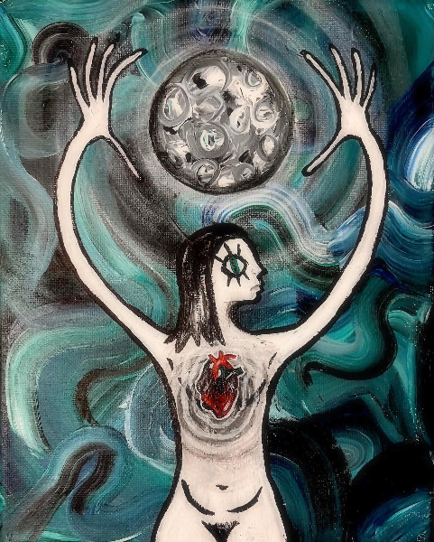 The moon in her hands